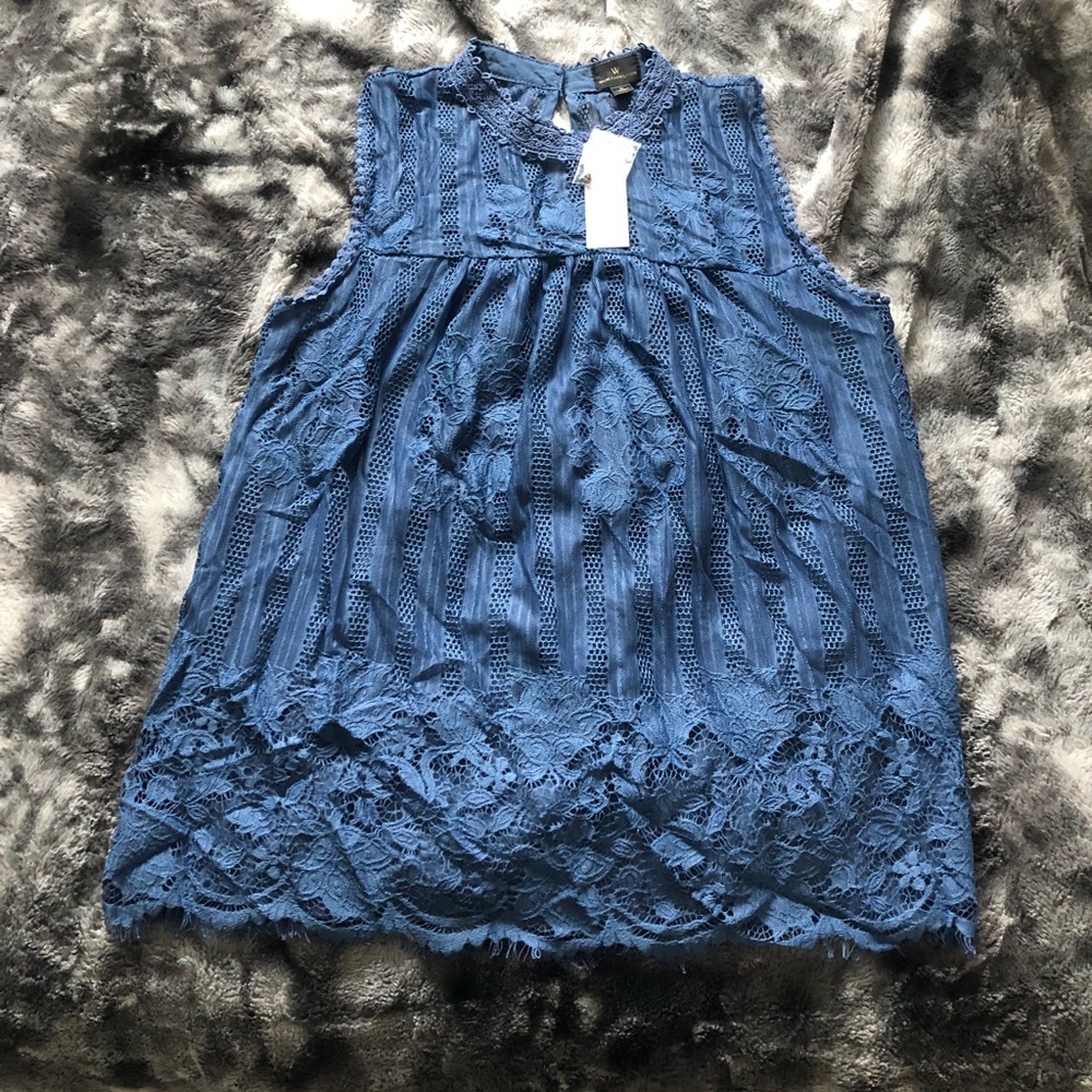Blue Lace Sleeveless Top
